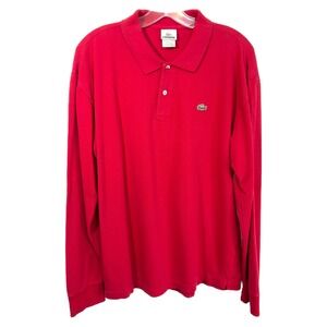 Lacoste XXL Polo Shirt Size 7 Long Sleeve Classic Fit‎ Casual Top Red 1101